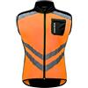 LINGKY Gilet Da Ciclismo Da Uomo, Leggera Traspirante Senza Maniche Cappotto Biciclette Gilet Antivento, Zip Integrale Giacca Da Corsa/MTB Riflettente Leggera (L,ML001Orange)