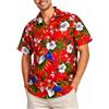 King Kameha Camicia Hawaiana Uomo a Maniche Corte con Stampa Pappagallo e Ciliegia, Cherryparrot, Rosso, 3XL