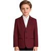 Riismen Giacca Ragazzi Blazer di Risvolti Uniforme da Natalizia Taglio Giacca Elegante Suit per Bambini Performance Carnevale Festa Matrimonio Blazer da Sfilata Borgogna 7-8 anni