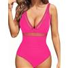 JTSONN Costume da Bagno Intero Donna Sexy Scollo a V Costumi da Mare Spalline Regolabili Push Up Imbottito Reggiseno Costumi Interi Donna Beachwear