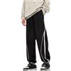 POHADON Pantaloni della tuta larghi da uomo Pantaloni da paracadute Pantaloni a gamba larga Y2k Pantaloni da pista a righe laterali Cargo Joggers Cyber Scene Alt Emo Streetwear, nero, L