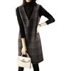 Goolecrimp Gonna in Lana con Gilet Scozzese Vintage da Donna con Tasche Scollo a V Senza Maniche Scollo Quadrato Stile Grembiule Abito a Trapezio (Plaid,L)