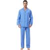 GLOBAL Pigiama Uomo 100% Cotone, Set Biancheria da Notte Lungo Traspirante | Due pezzi leggero adatto tutto l'anno, Camicia con tasche, coulisse pantalone, tessuto confortevole per il riposo notturno