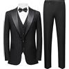 Sliktaa Uomini banchetto d'affari Gentleman Costume con un bottone Smoking Costume a tre pezzi (Giacca + Pantaloni + Gilet), grigio