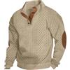 PADOLA Felpa Uomo a Collo Alto con Bottoni Jacquard Maglione Elegante Manica Lunga Fit Classico Giaccone Casual Morbido Outfit Autunno Inverno(Cachi,XL)