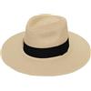 Wildarms Cappello Panama Classico in Paglia per Uomo e Donna - Traspirante con Protezione Solare UV, Design Elegante a Tesa Piana, Leggero e Regolabile - Ideale per Spiaggia, Viaggi, Beige Banda Nero Tessuto