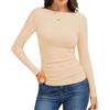 WOWENY Maglia termica da donna, invernale, scollo a barca, a maniche lunghe, biancheria intima termica basica, in pile