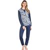 Leo Corsetteria Pigiama Donna Invernale Serafino Jacquard Felpato Molto Caldo No Polsini Cerchi 7100-6MP