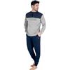 Australian Pigiama Lungo Uomo in Caldo Cotone in Vari Modelli E Taglie dalla M alla 2XL, Pigiama Maschile (IT, Testo, XXL, Regular, Regular, AI750-Grigio/Blu)