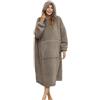 ililmmoe Coperta indossabile Sherpa oversize con cappuccio, felpa per TV, con maniche lunghe e tasca (marrone freddo, taglia unica)