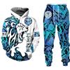 lFTEGUFKXS Tiger Tuta da jogging da uomo Leone Tuta Oversize Tuta da allenamento Felpa con cappuccio Pantaloni da jogging Tuta sportiva, S4, M