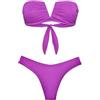 F**K Bikini Donna Fascia a V con Ferretto e Slip Americano Fisso Viola SW1802-PR