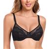 Lemorosy Reggiseno minimizer da donna, taglie forti, copertura completa, senza imbottitura, in pizzo con ferretto, nero, 3 C (Taglia Produttore: 34C)