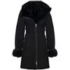 Infinity Leather Cappotto da Giacca da Donna in Montone Merino in Scamosciato Nero con Cappuccio XL