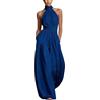 Leaomuny Tuta Donna Elegante Cerimonia Intera,Jumpsuit Lunga Curvy Senza Maniche Scollo a V Casual,Salopette Estiva Pantaloni Larghi Slim Fit,Monopezzi Tutina Cocktail,Overalls Festa Da Sera Jumpsuits