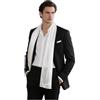 LA FERANI Sciarpa da Uomo 100% Seta Chiffon 180 x 80 cm Tinta Unita per Abito Blu Scuro, Panno di Seta Stola Business Style Regalo per Lui, Bianco