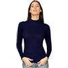Intimidea - Maglia in Cashmere e Modal, T-Shirt Maniche Lunghe con Collo Dolcevita, Calda e Morbida, 212818 (Blu, M/L)