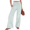 Xiaoliny Pantaloni Donna Estivi Righe Verticali Pantalone a Gamba Larga Vita Alta Elastica Leggero Elegante Pantaloni Palazzo con Tasche Casual Tuta Pantaloni Larghi da Tempo Libero Spiaggia Vacanze