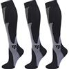 GEBIN 3 Paia Calze A Compressione Per Uomo E Donna Calze Elastiche A Compressione Graduata Per Sportive, Corsa, Escursioni, Ciclismo, Medici, Viaggi In Aereo