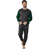 ALV by Alviero Martini Pigiama Lungo da Uomo, Tuta Homewear in Cotone e Poliestere, Girocollo con Bottoni, Tasche Laterali, Regular Fit (IT, Testo, XXL, Regular, Regular, ALI562 Antracite)