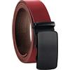 Fa.Volmer ® Cintura da uomo in vera pelle con cricchetto, fibbia automatica | larghezza: 35mm, misura vita: 125cm | accorciabile | colore: rosso bordeaux | modello: ATG 02-bur-Milano