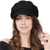 Comhats Berretto da donna con palloncino, caldo, berretto invernale, in lana, con visiera, 67145_nero (rosso satinato), M