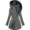Generic Giacca trapuntata da donna con cappuccio tinta unita manica lunga da donna all'aperto giacche impermeabili foderate in pile caldo cappotto parka invernale con tasca con cerniera Longline Plus Size