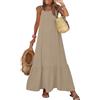 Generic Vestito Nero Lungo Donna - Vestito Lungo Donna Estivo con Spalline Sottili, Schiena Scoperta e Lacci, Abito Casual Modello Maxi, Balza al Fondo per Mare Vacanza Spiaggia da Giorno