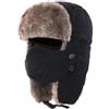 bomhys Cappello Uomo Cappello da Cacciatore Grosso Caldo da Uomo Cappelli Russi Invernali Antivento Rimovibili con Maschera Colbacco,Nero,55-60Cm