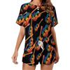 KWQDOZF Pigiama da Donna con Chitarra, Arcobaleno e Note Musicali, Top a Maniche Corte, Abbigliamento da casa Estivo.
