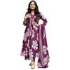Sambhav Quilt Hub Set kurta da donna in misto rayon Anarkali stampato con palazzo e Dupatta festivo festa di nozze Kurta, Viola, Large