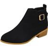 FGUUTYM Stivaletti da donna classici in pelle scamosciata, eleganti stivaletti con cerniera, a mezza altezza, con tacco a blocco, autunno, inverno, da donna