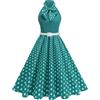 WAZHAKU Abito da donna vintage anni '50 s, stile rockabilly, stile Hepburn, stile retrò, stile anni '50, linea ad A, per cocktail, feste, serate, ballo, feste, abito estivo