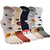 ZFSOCK Calzini con Dita Separate Donna Cotone Calze Infradito Senza Punta Fantasia Colorati Calzini Separa 5 Dita Piedi Divertenti Animali Modello Sportivi Casual,36-41,Amici pelosi-5 Paia