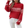 VPQILH Maglione Natale Donna Lana Maglione Natalizio Donna con Fiocchi di Neve Maglioni Natalizi Collo Alto Maglioncino Manica Lunga Lavorato a Maglia Ugly Christmas Sweater Invernale Girocollo Pullover