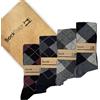 SockTailor Calze Uomo Lunghe Fantasia Rombi, Set 4 Paia Calze Caldo Cotone Invernali Eleganti Sotto Ginocchio Idea Regalo Uomo Elegante