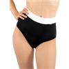 MYLILY Slip Costumi Assorbenti per Ciclo | Costume Mestruale Vita Alta | Bikini Mestruale High Waist | Slip da Ciclo per Piscina Nero Bianco