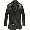 Generic Uomo Nero Pu Pelle Trench Cappotto Manica Lunga Doppio Petto Stile Britannico Moda Giacca di Pelle, Nero, M