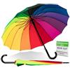 Adriano Porcaro® - Ombrello automatico arcobaleno, diametro 100 cm, grande, resistente alle tempeste e stabile al vento, 16 bacchette