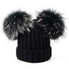 BLOMDE Cappello Donna Lana Cappello in Maglia Senza Bordi, Un Cappello di Lana di Nuovo Stile con Due Palle di Pelo per L'Autunno E l'inverno,06