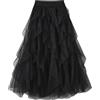 Kimily-UK Gonna in Tulle delle Donne a Vita Elastica Gonne Lunghe a Strati Multi-Layer Porm Gonne plissettate Mesh Tutu Gonne Puffy A-Line Principessa Elegante Vintage Party Maxi Gonne