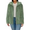 generic Felpa con cappuccio in pile soffice da donna con zip integrale, giacca in pile per l'inverno con cappuccio e tasche, Verde, XL