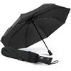 PERLETTI Ombrello Pieghevole Antivento Uomo - Ombrellino Compatto Resistente Ultra Leggero Adulto - Ombrello Apertura e Chiusura Automatica da Viaggio - Diametro 104 cm (Nero Carbone)