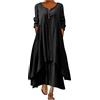 BOTCAM Abito estivo da donna, in cotone, a maniche lunghe, a maniche corte, maxi abito in lino con tasche, con scollo a V, pieghevole, a strati, stile boho, casual, casual, casual, stile retrò, caftano,
