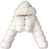 Generisch - Giacca con cappuccio da donna, in pile, elegante, con finta pelliccia, calda, con cappuccio, patchwork, giacca corta, giacca invernale, calda, con finta pelliccia, in pile, sorella, con