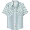 Dubinik®Camicia Uomo Manica Corta Fibra di bambù Casual Quadretti Comoda Bottoni Automatici Cowboy Western Vintage Camicia Verde Bianche 2XL
