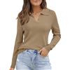 Arach&Cloz Polo da Donna Autunno Inverno in Morbido Misto Lana Maniche Lunghe(Camel, M)