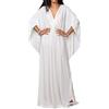 JFAN Copricostume Donna Mare Lungo Scollo a V Maxi Abito Lungo da Spiaggia Caftano Mare Copricostumi da Bagno per Donna(Bianco,Taglia Unica)
