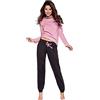 Selente Moonline Pigiama Donna Comodo e di Tendenza in Morbido Cotone, Rosa/Bianco Cuori, S