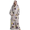 Gegeryozer Coperta con Maniche Donna Indossabile - Felpa Termica Morbida, Tasche Integrate + Cappuccio per Divano e Casa